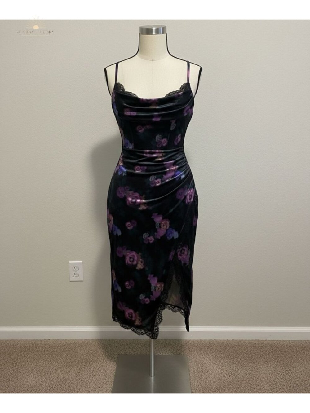 Popilush Satin Corset Dress Lace Trim Date Night Cocktail Bodycon Midi